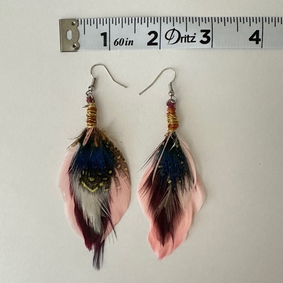 American Eagle Multi Color Feather Earrings - Picture 2 of 4